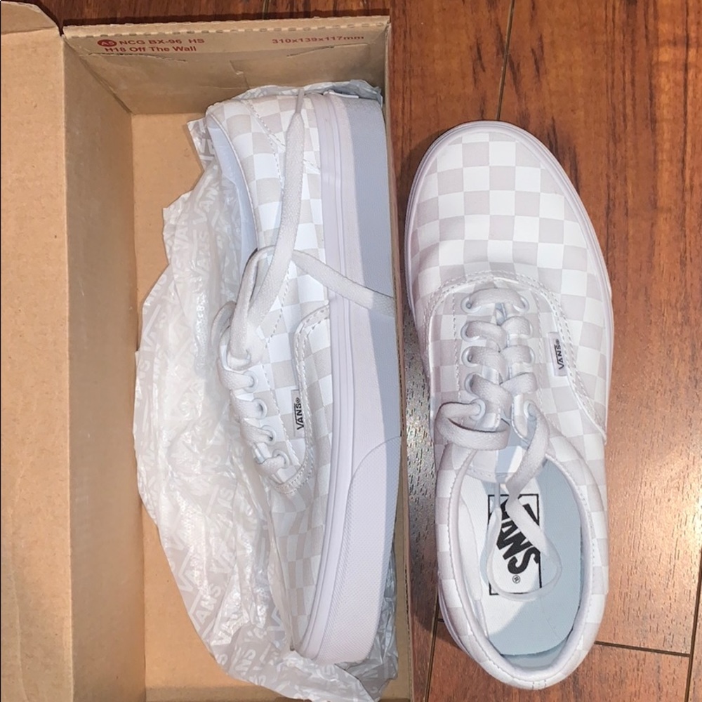 Brand new white checkered vans
